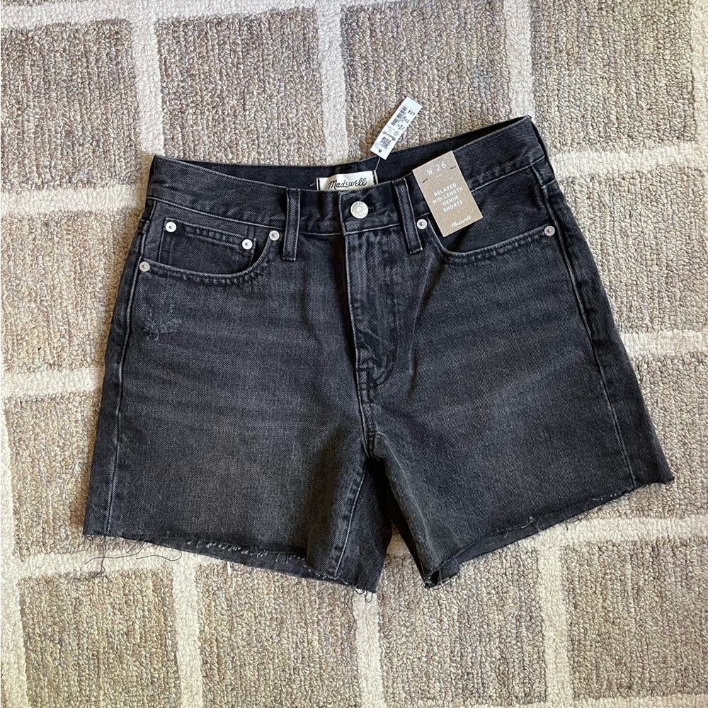 NWT Madewell Relaxed Mid-Length Denim Shorts in Bradbrook Wash Size 26